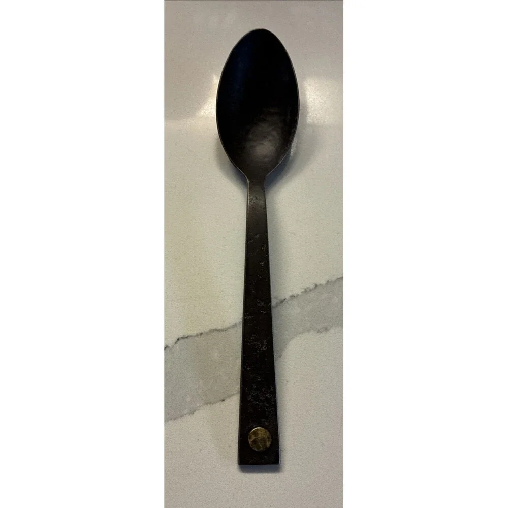 Restoration Hardware Hammered Steel Rivet Flatware Cutlery Set Blackened 5 pc